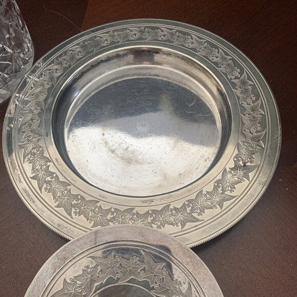 1878 Victorian Pressed Glass Butter Dish Silverplate Tray & Lid Percival Vickers - Picture 13 of 16
